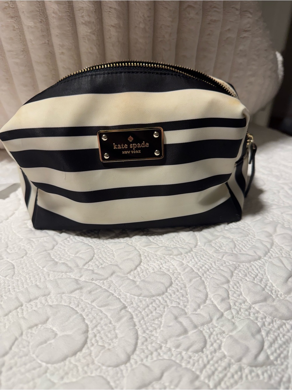 kate spade Black and White Stripe Cosmetic Pouch